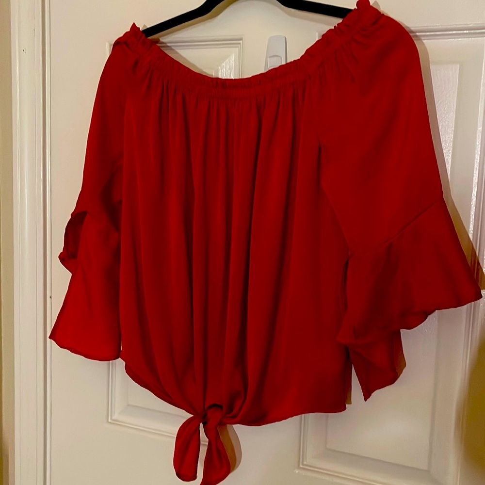 Express Red off the Shoulders Top